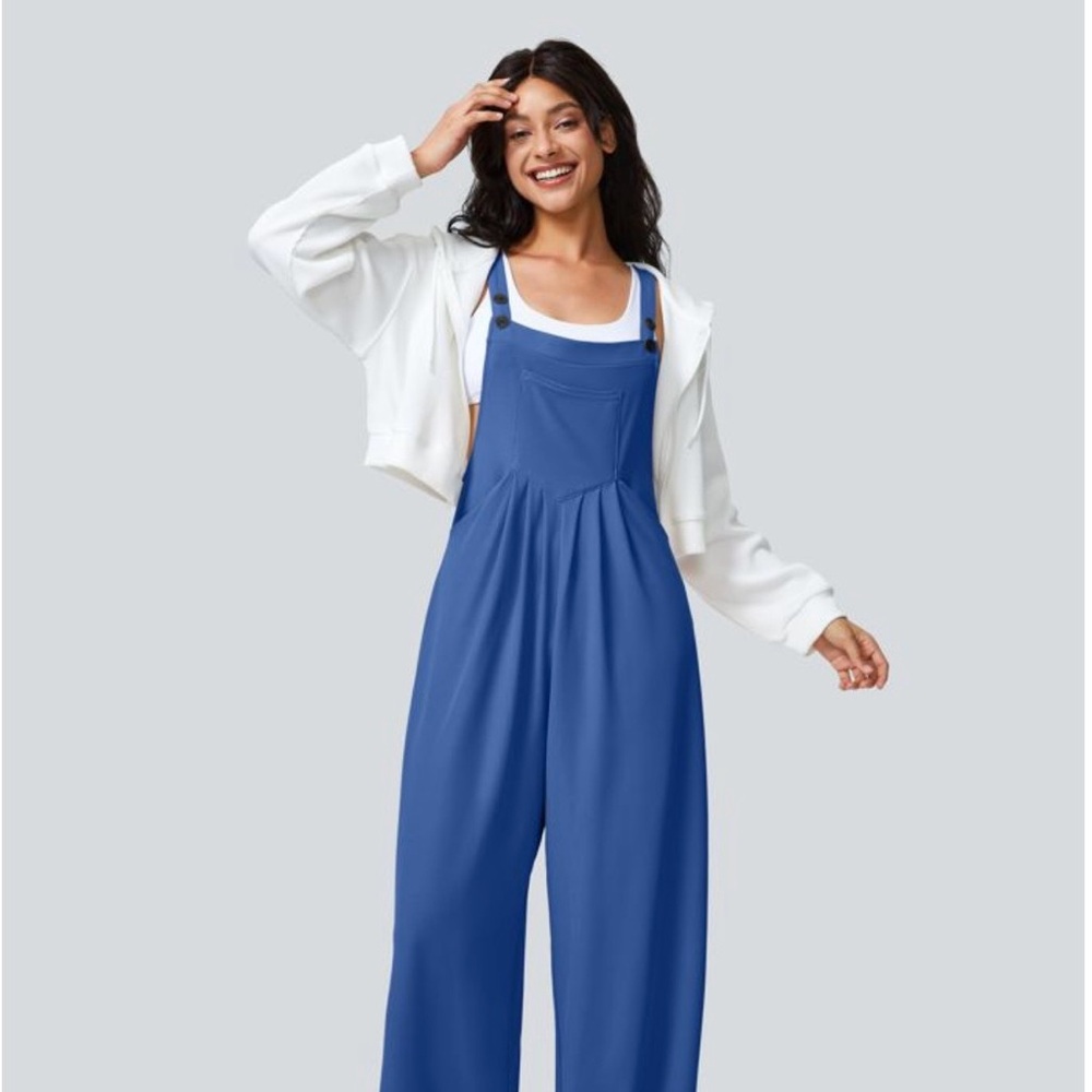 Halara Pockets Waffle Casual Overalls